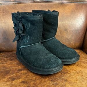 Koolaburra by Ugg Black Suede Boots with Bow Accent